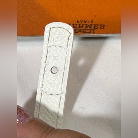 Hermes interchangeable looping wrap bracelet with 2 leather wraps black & white - Picture 10 of 14